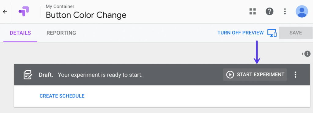 Lancer l'expérience sur Google Optimize dans WordPress